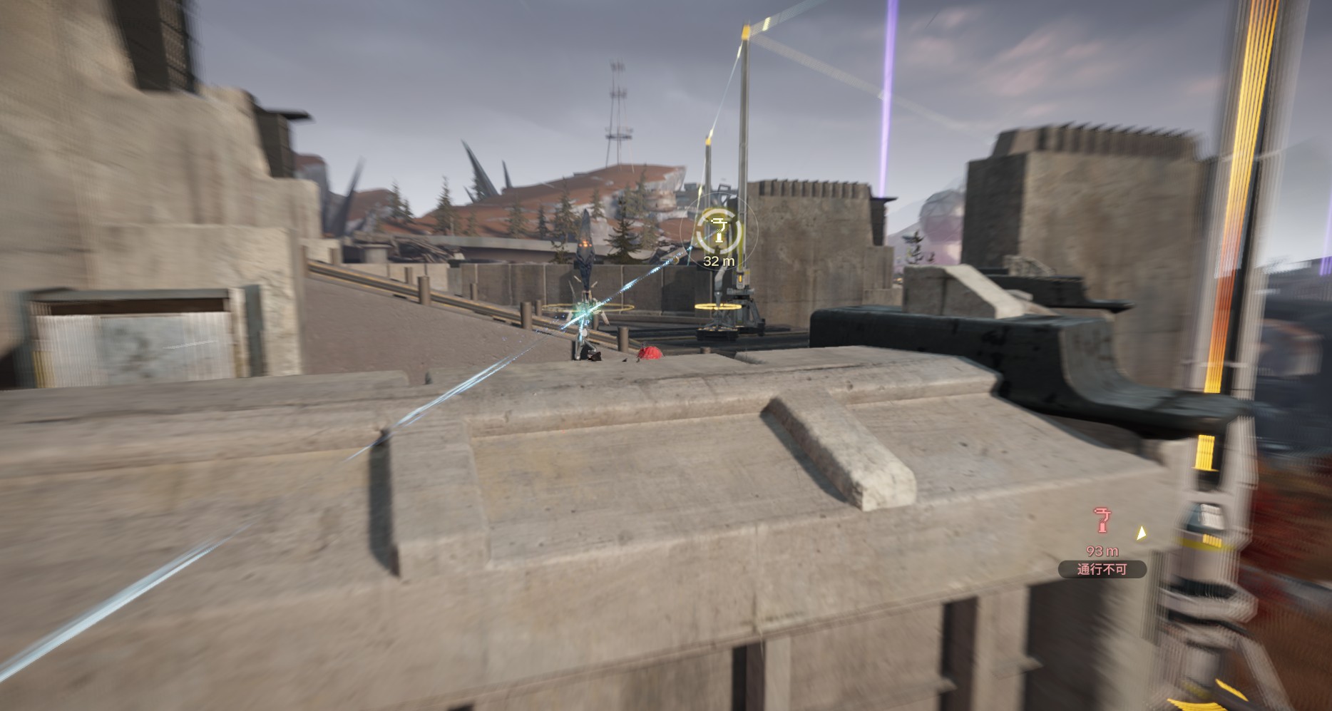 エンドフィールドで壁をものともせずにジップラインで移動している画像